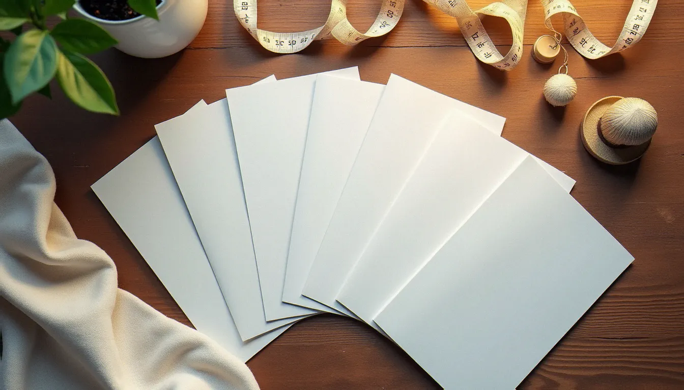 Enveloppes de patrons de couture femme et échantillons de tissus disposés sur une table en bois pour illustrer le choix des patrons féminins